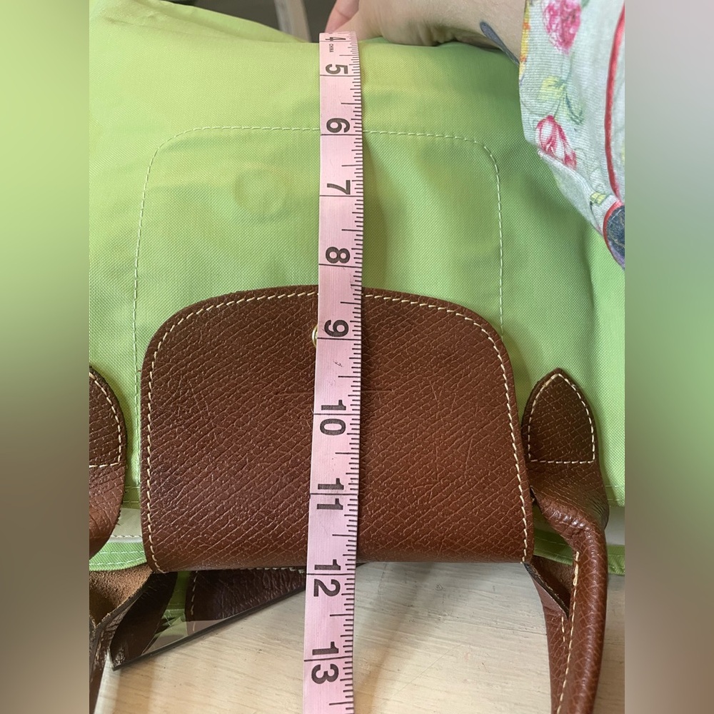 Longchamp Green and Brown Le Pliage Tote Bag Lightweight and Foldable - Picture 9 of 13